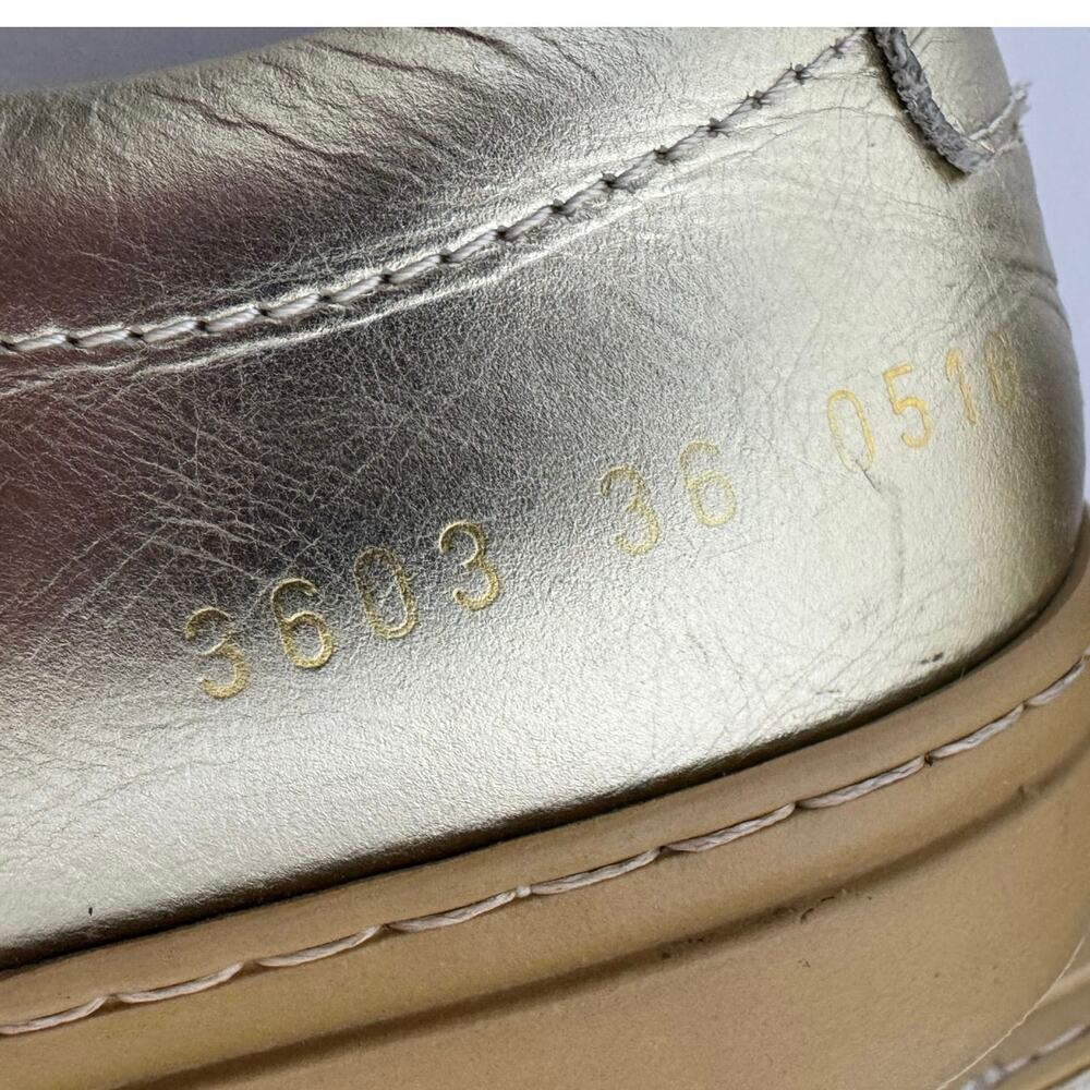Common Projects Women’s Original Achilles Sneaker Gold Leather Lace Up 36 US 6 - Picture 11 of 11